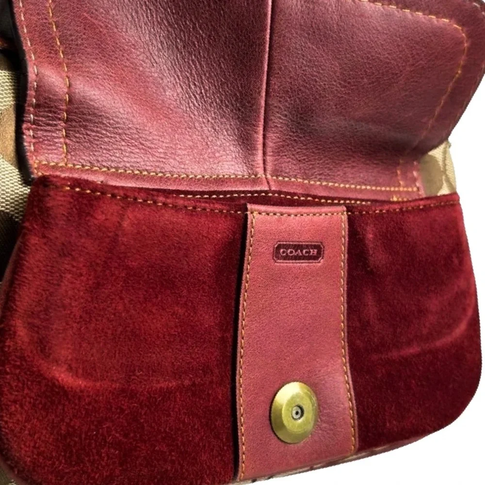 COACH Jacquard Signature C Special Edition 2004 Tan and Red Mini Shoulder Bag